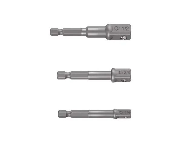 Juego de 3 adaptadores para dados de 1/4", 3/8" y 1/2"