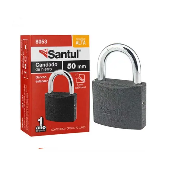 Candado cuerpo de hierro 50mm llave tradic., gancho estándar