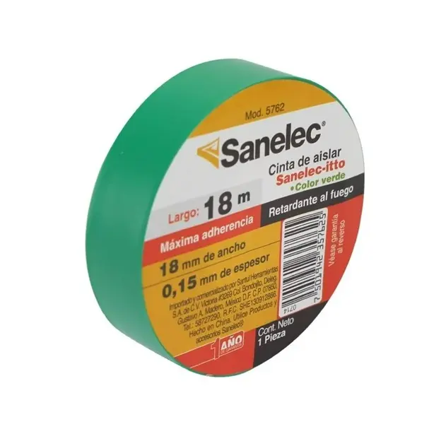 Cinta de aislar verde 19mmx18m