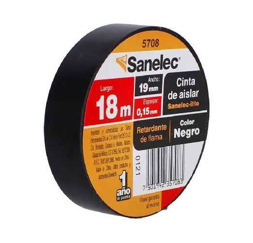 Cinta de aislar negra 19mmx18m