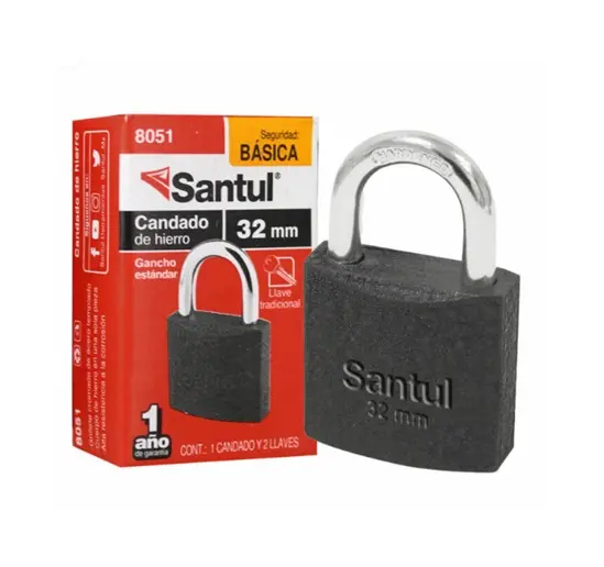 Candado cuerpo de hierro 32mm llave tradic gancho estándar