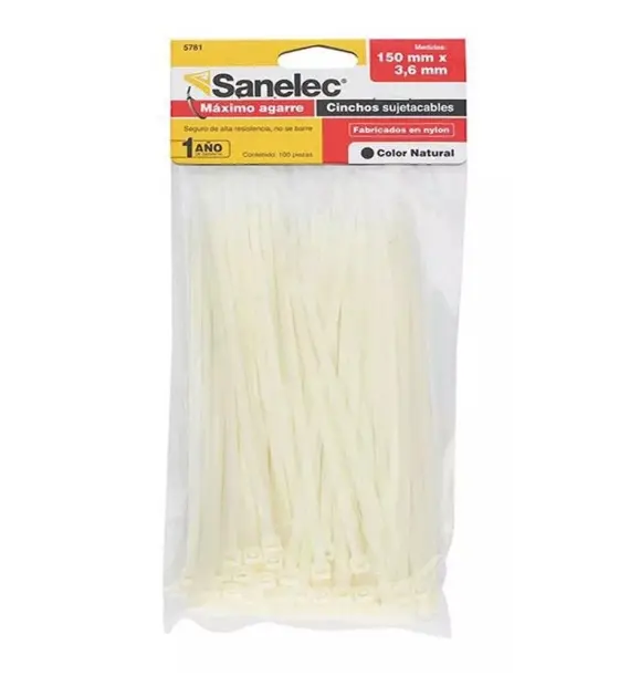 Cinchos plásticos 3.6 x 150 mm color natural 100 pz precio x bolsa