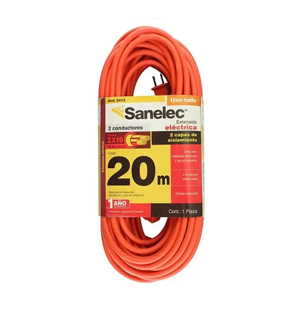 Extensión uso rudo 20m naranja 2x16