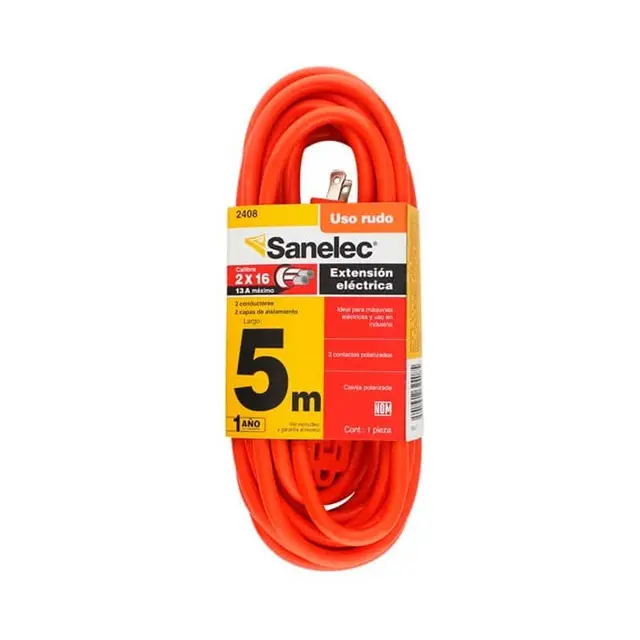 Extensión uso rudo 5 m naranja 2x16