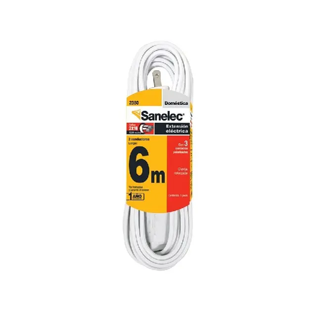 Extensión doméstica 6 m blanca 2x16
