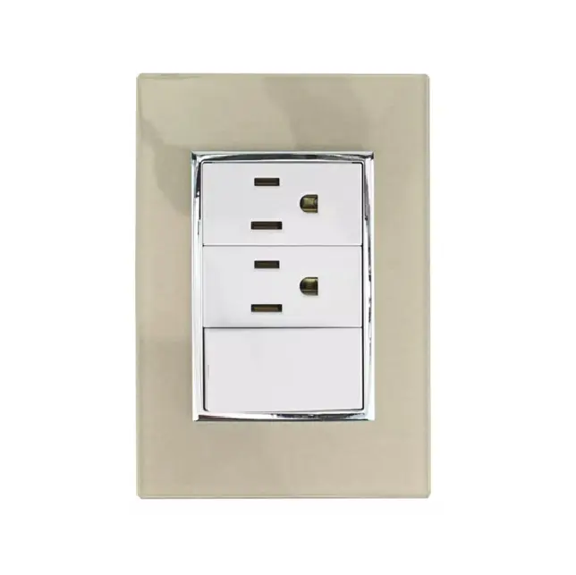 Placa Venecia Champagne apagador y contacto doble