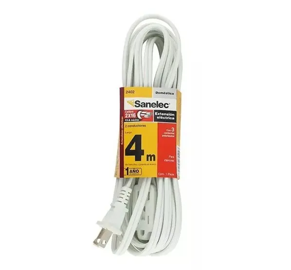 Extensión doméstica 4 m blanca 2x16