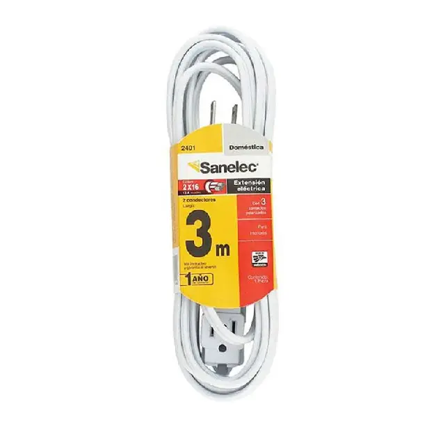 Extension domestica 3m blanca 2x16