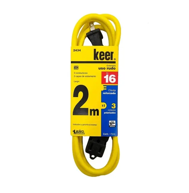 Extensión uso rudo 2 m 7 amps. 2 cond.
