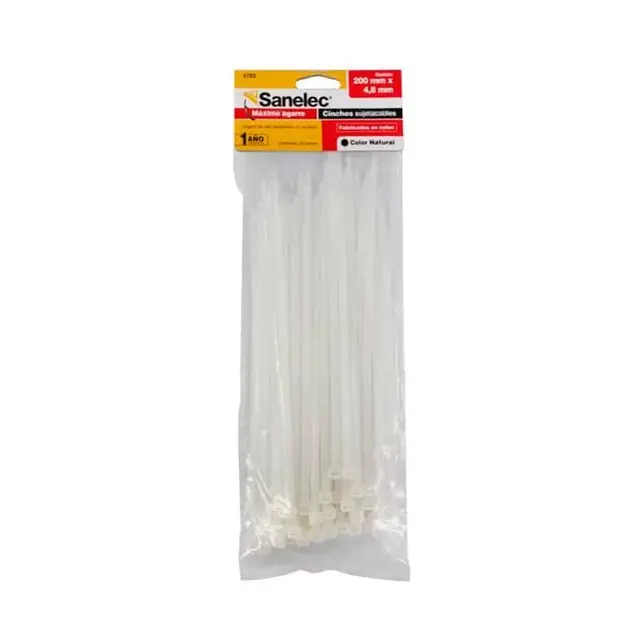 Cinchos plásticos 4.8 x 200 mm color natural 50 pz precio x bolsa