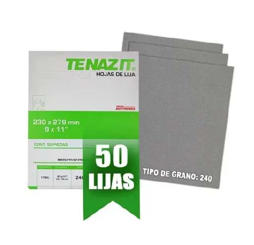 LIJA DE AGUA 9"X11" GRANO 240 PINTURA-PASTA-PRIMER-METAL-VIDRIO-NO FERROSO EASY CUT