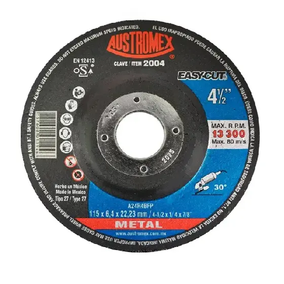 DISCO T-27 4.1/2"X1/4"X7/8" PARA DESBASTE DE METAL (EASY-CUT)