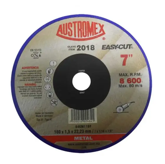DISCO PARA CORTE DE METAL 7"X1/16"X7/8" TIPO 42 SUPER PRECISO (EASY-CUT)