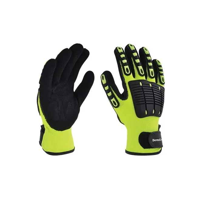 GUANTE DE POLIESTER FLUORESCENTE, PVC Y NITRILO DERMACARE T7 ANTI IMPACTO