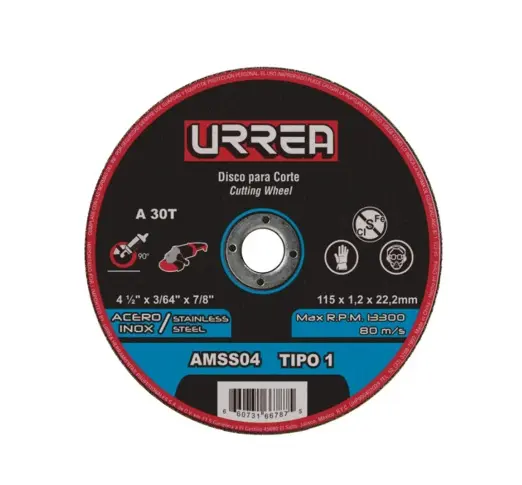 DISCO PARA CORTE DE ACERO INOXIDABLE 4.1/2"X1/16"X7/8" LARGA DURACION