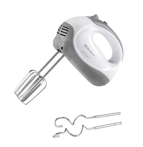 BATIDORA MANUAL 150 W 5 VEL CON BARILLAS PARA BATIR Y PARA AMASAR COLOR BLANCO