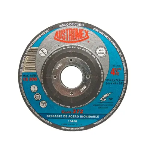DISCO T-27 4.1/2"X1/4"X7/8" PARA DESBASTE DE ACERO INOX. TRIPLE MALLA DE F.V.