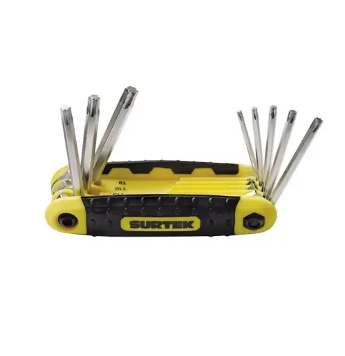 JUEGO DE LLAVES HEXAGONALES TORX (8 PZAS) PLASTICA T/NAVAJA T-9 A T-40