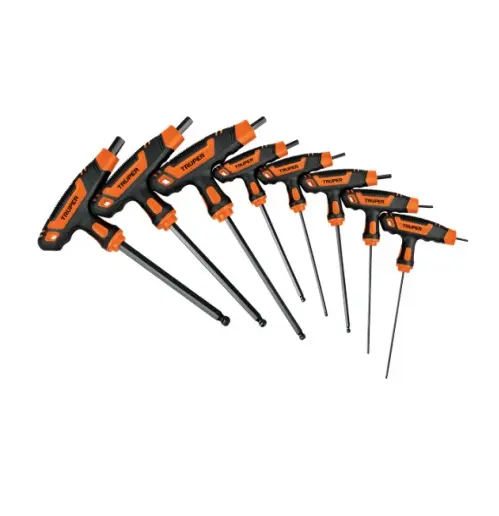 JUEGO DE 8 LLAVES ALLEN MANGO T PUNTA DE BOLA 2 A 10 MM
