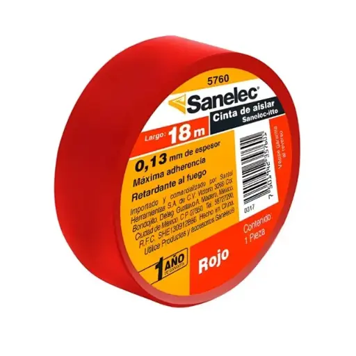 [5760 SE357601] Cinta de aislar roja 19mmx18m
