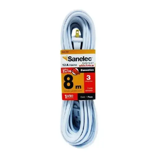 [2381 SE323811] Extensión doméstica 8 m blanca 2x16