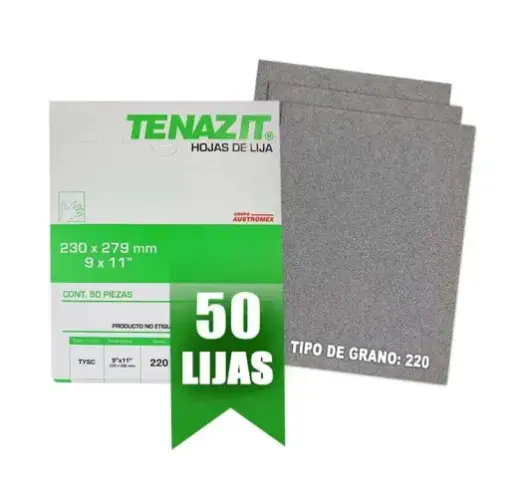 [A4 2745] LIJA DE AGUA 9"X11" GRANO 220 PINTURA-PASTA-PRIMER-METAL-VIDRIO-NO FERROSO EASY CUT