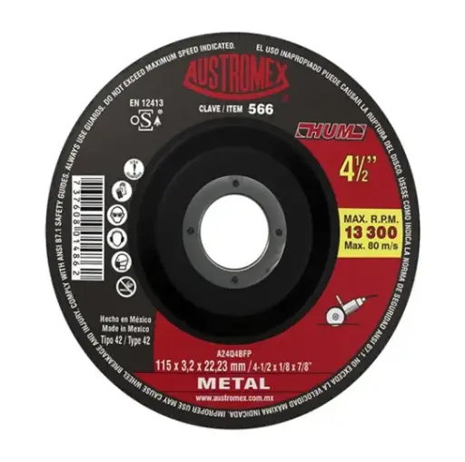 [A4 566] DISCO T-27 4.1/2"X1/8"X7/8" PARA CORTE DE METAL (HUM)