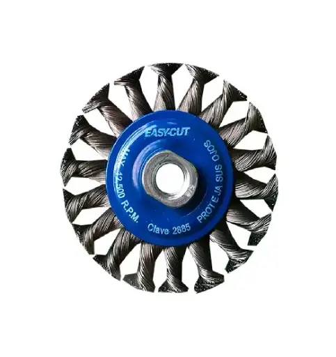 [A4 2885] CARDA CIRCULAR ALAMBRE TRENZADO 4"X0.014"X5/8-11HX3/8" ACERO AL CARBON EASY-CUT