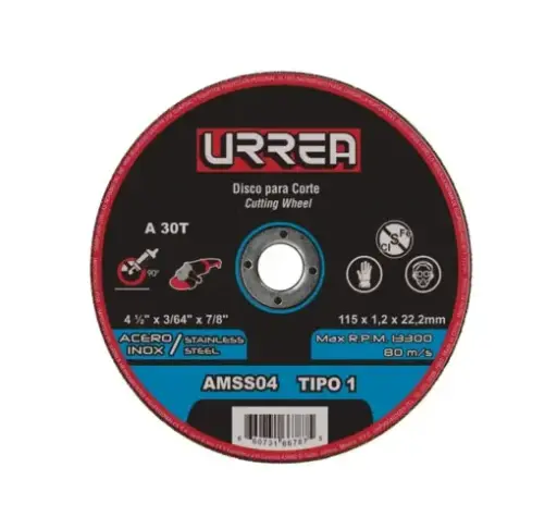[U1 AMSS04A] DISCO PARA CORTE DE ACERO INOXIDABLE 4.1/2"X1/16"X7/8" LARGA DURACION