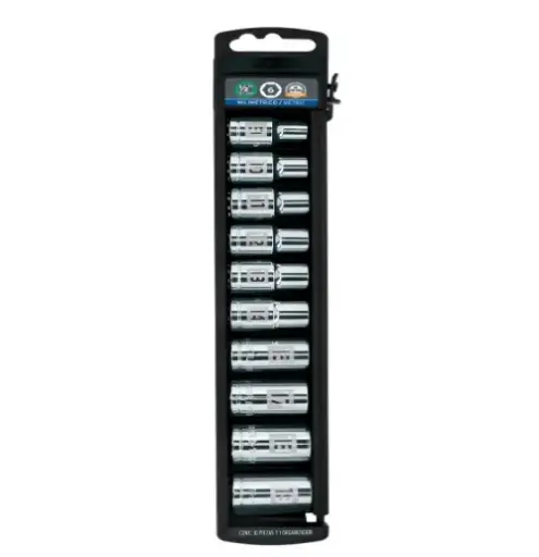 [14177] JUEGO DADOS, CUADRO 1/2'', 10 PIEZAS, MILIMETRICOS