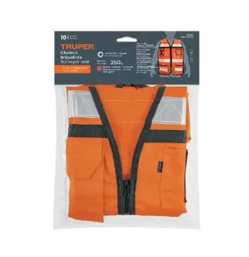 [14669] CHALECO BRIGADISTA CON CINTAS REFLEJANTES, COLOR NARANJA